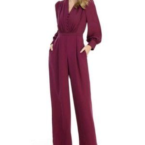 Gal Meets Glam Jessamyn Button Wide Leg Jumpsuit